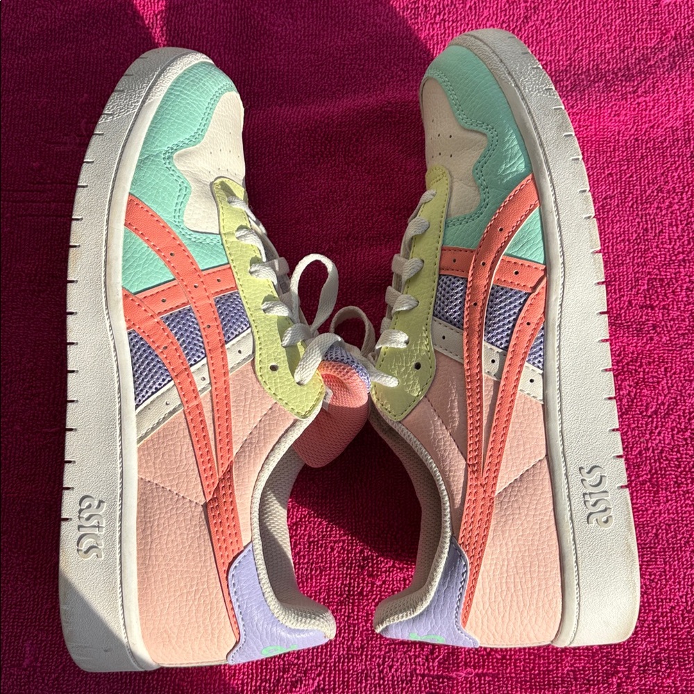 Asics Pastel Mint Lavender Peach Low-Top Sneakers - Picture 4 of 5